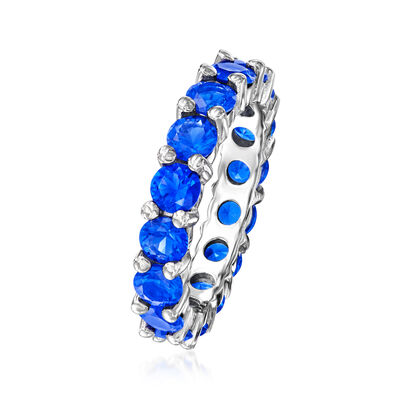 3.40 ct. t.w. Simulated Sapphire Eternity Band in Sterling Silver