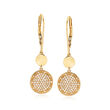 .25 ct. t.w. Pave Diamond Disc Drop Earrings in 14kt Yellow Gold