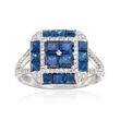 Gregg Ruth 2.20 ct. t.w. Sapphire and .34 ct. t.w. Diamond Ring in 18kt White Gold
