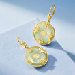 Jade &quot;Good Fortune&quot; Butterfly Drop Earrings in 18kt Gold Over Sterling