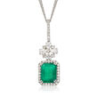 3.70 Carat Emerald and 1.39 ct. t.w. Diamond Pendant in 18kt White Gold