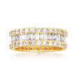 3.00 ct. t.w. Round and Baguette Diamond Eternity Ring in 14kt Yellow Gold