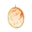 C. 1970 Vintage Orange Shell Cameo Pin/Pendant in 14kt Yellow Gold