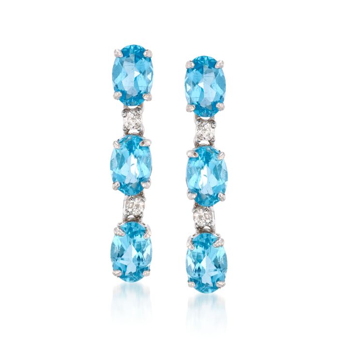 4.10 ct. t.w. Apatite and .17 ct. t.w. White Zircon Drop Earrings in Sterling Silver