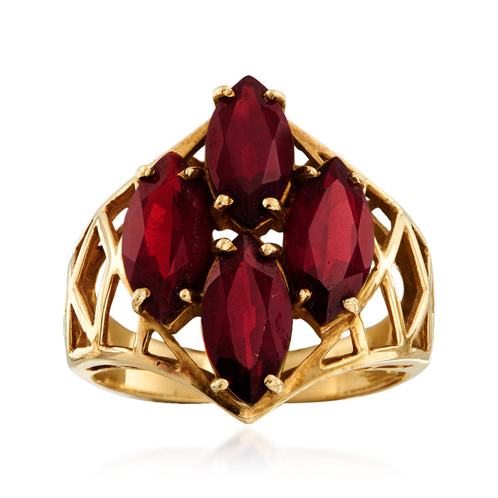 C. 1980 Vintage 4.40 ct. t.w. Garnet Cluster Ring in 10kt Yellow Gold