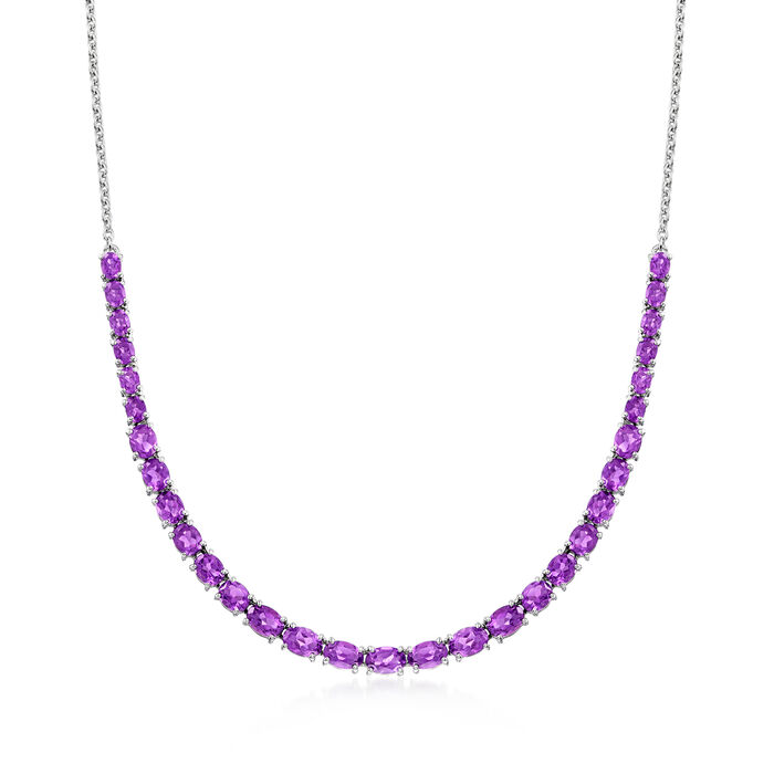 9.25 ct. t.w. Amethyst Graduated Necklace in Sterling Silver
