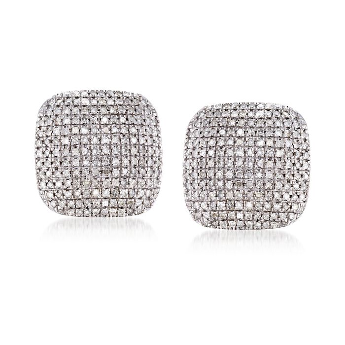 1.00 ct. t.w. Diamond Square Earrings in Sterling Silver