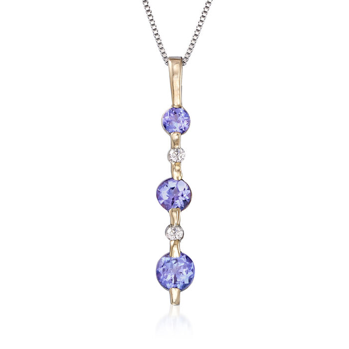 C. 2010 Vintage .20 ct. t.w. Tanzanite Drop Pendant Necklace with Diamond Accents in 14kt White Gold