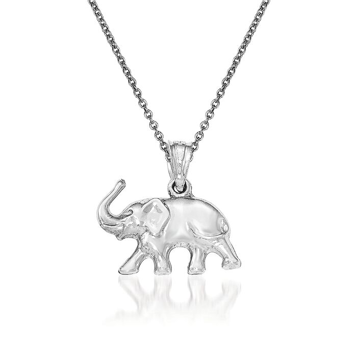 14kt White Gold Elephant Pendant Necklace