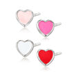 Multicolored Enamel Jewelry Set: Four Single Stud Earrings in Sterling Silver