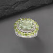 5.00 Carat Prasiolite and 2.30 ct. t.w. Peridot Ring with White Topaz in Sterling Silver