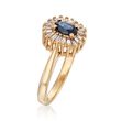 C. 1980 Vintage .55 Carat Sapphire and .30 ct. t.w. Diamond Halo Ring in 14kt Yellow Gold