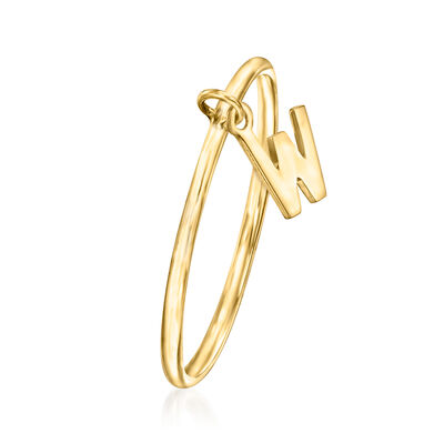 14kt Yellow Gold &quot;W&quot; Initial Charm Ring