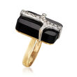 C. 1970 Vintage Black Onyx and .50 ct. t.w. Diamond Ring in 14kt Yellow Gold