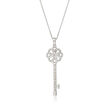 .15 ct. t.w. Diamond Key Pendant Necklace in Sterling Silver