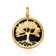 17mm Black Onyx Tree of Life Pendant in 14kt Yellow Gold