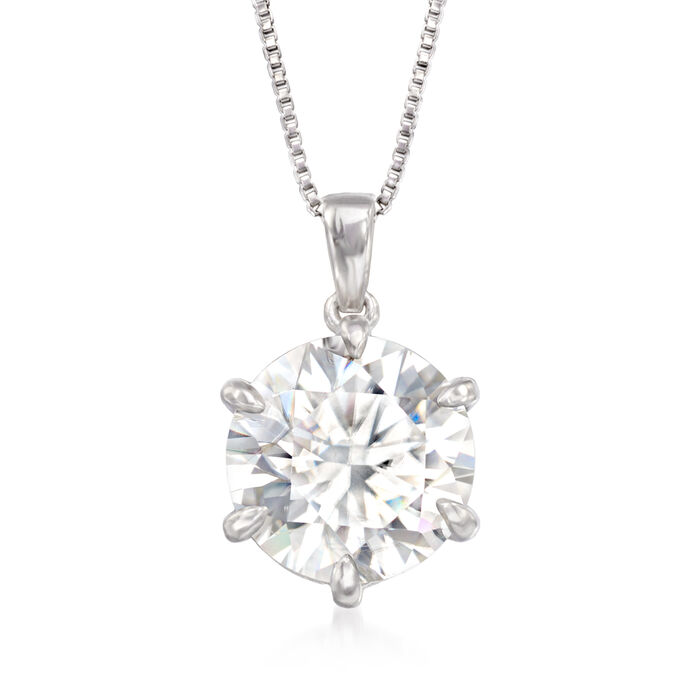 4.00 Carat Moissanite Solitaire Pendant Necklace in Sterling Silver