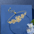 18kt Gold Over Sterling Openwork Flower Bolo Bracelet