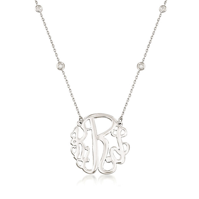 .18 ct. t.w. Diamond Personalized Monogram Necklace in Sterling Silver