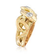 C. 1950 Vintage .12 ct. t.w. Diamond Twisted Snake Ring in 18kt Yellow Gold