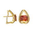 C. 1980 Vintage 5.38 ct. t.w. Pink Tourmaline and .75 ct. t.w. Diamond Earrings in 18kt Yellow Gold