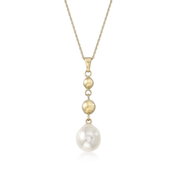 8.5mm Cultured Pearl Pendant Necklace in 14kt Yellow Gold