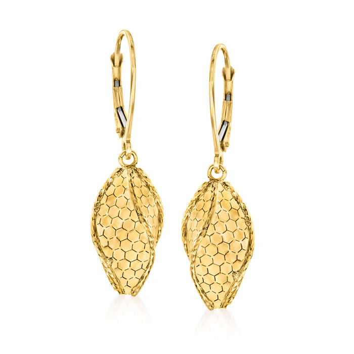 Italian 14kt Yellow Gold Honeycomb Drop Earrings