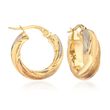 14kt Tri-Colored Gold Brushed and Polished Twist Hoop Earrings