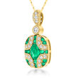 .60 ct. t.w. Emerald and .21 ct. t.w. Diamond Pendant Necklace in 14kt Yellow Gold