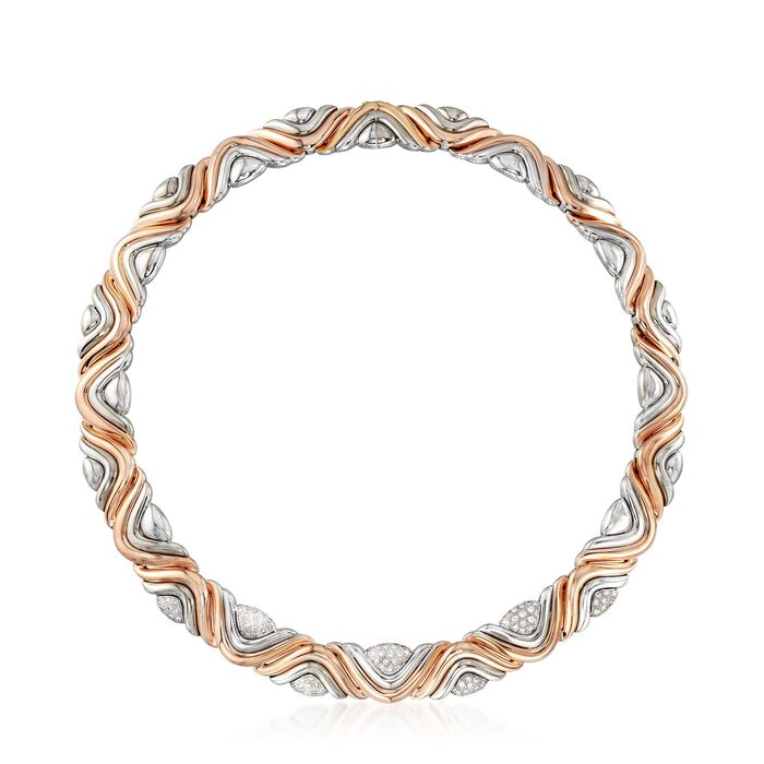 C. 1980 Vintage House of Gubelin 1.60 ct. t.w. Diamond Swirl Collar Necklace in 18kt Two-Tone Gold