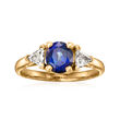C. 1980 Vintage 1.40 Carat Sapphire Ring with .45 ct. t.w. Diamonds in 14kt Yellow Gold