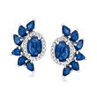 4.40 ct. t.w. Sapphire and .24 ct. t.w. Diamond Earrings in 14kt White Gold