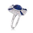 C. 2000 Vintage 4.45 ct. t.w. Sapphire and .45 ct. t.w. Diamond Ring in 18kt White Gold