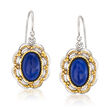Lapis Drop Earrings in Sterling Silver and 14kt Yellow Gold