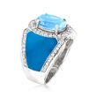 3.90 ct. t.w. Swiss Blue and White Topaz Ring with Blue Enamel in Sterling Silver