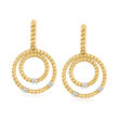 Phillip Gavriel &quot;Italian Cable&quot; 14kt Yellow Gold Multi-Circle Drop Earrings with Diamond Accents
