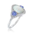 Opal and .40 ct. t.w. Tanzanite Ring with Diamonds in 14kt White Gold
