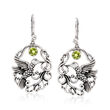 .90 ct. t.w. Peridot Openwork Hummingbird Drop Earrings in Sterling Silver