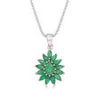 2.20 ct. t.w. Emerald Cluster Pendant Necklace in Sterling Silver