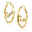 14kt Yellow Gold Name Hoop Earrings