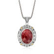 18.00 Carat Ruby Bali-Style Pendant Necklace in Sterling Silver with 18kt Yellow Gold