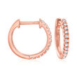Diamond-Accented Huggie Hoop Earrings in 14kt Rose Gold