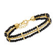 20.00 ct. t.w. Black Spinel and Snake-Chain Bracelet in 18kt Gold Over Sterling