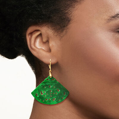 Jade Fan Earrings with 18kt Gold Over Sterling