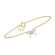 .10 ct. t.w. Diamond Bow Bracelet in 14kt Yellow Gold