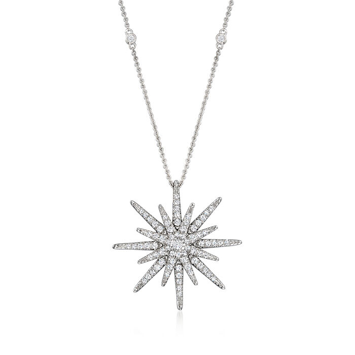 .75 ct. t.w. Diamond Starburst Necklace in Sterling Silver