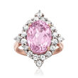 8.25 ct. t.w. Kunzite and 2.40 ct. t.w. White Zircon Ring in 18kt Rose Gold Over Sterling Silver