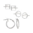 Italian Sterling Silver Jewelry Set: Three Earrings