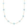 50.00 ct. t.w. Aquamarine Bead Station Necklace in 14kt Yellow Gold