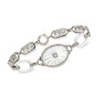 C. 1950 Vintage 6.00 ct. t.w. Rock Crystal Filigree Bracelet with Diamond Accent in 14kt White Gold